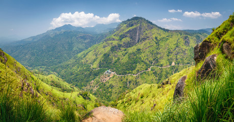 View from Little Adam's Peak. Mountain landscape in Sri Lanka,Little Adam's Peak Ella, Sri Lanka - obrazy, fototapety, plakaty