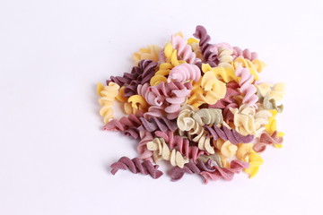 mixed vegetable pasta isolated on white background