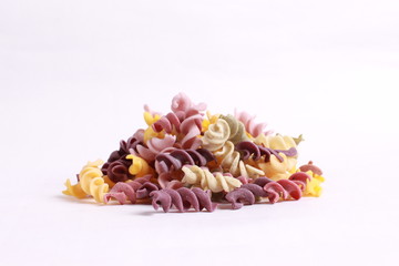 mixed vegetable pasta isolated on white background