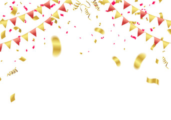 Abstract background party celebration gold and red confetti