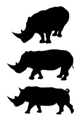 Set of rhino silhouettes