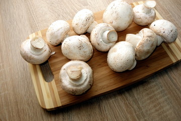 Fresh champignons closeup