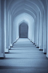 Arched hallway perspective in Bukhara, Uzbekisan.