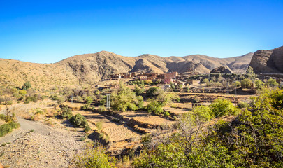 Desert road with Atlas Mountains, Morocco
