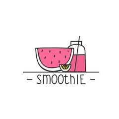 Smoothie - hand drawn brush text badge, sticker, banner, poster with doodle background. Handdrawn lettering for your designs vegetarian restaurant, cafe, bakery menu
