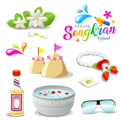 Obraz premium Amazing Thailand Songkran festival collections background, vector illustration