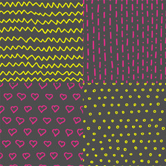 Abstract handdrawn seamless patterns set. Simple texture for backround, fabric or other types of design 