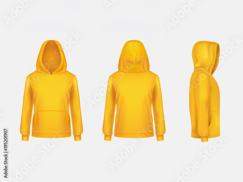 Download "Vector yellow hoodie sweatshirt 3d realistic mockup ...