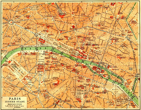 Central part of Paris ca. 1890 (from Meyers Lexikon, 1896, 13/530/531)