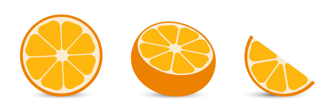 Oranges with orange slice and half orange. Citrus