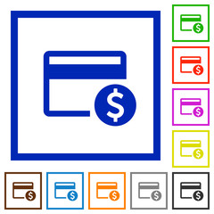 Dollar credit card flat framed icons