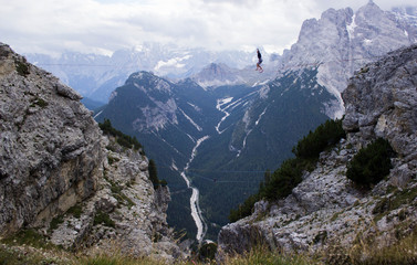 Extreme sports in Dolomites, Italy - obrazy, fototapety, plakaty