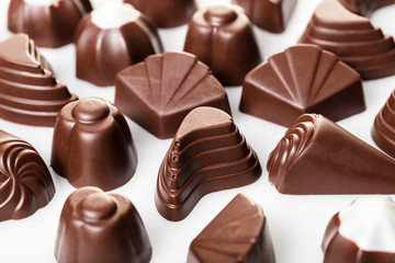 assorted chocolates on white