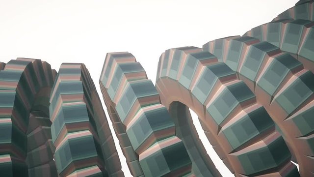 snake worm spine like 3d native striped gears rotating mechanism seamless loop abstract animation background new quality colorful cool nice beautiful video footage