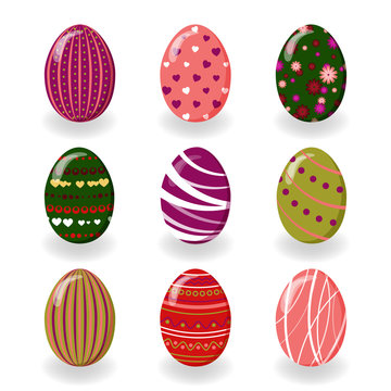 Set of cute Easter eggs. Vector illustration