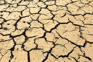 Dry clay in empty lake, in Spain