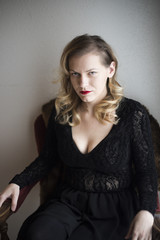 Beautiful Young Woman with Brown Eyes and Blond Hair