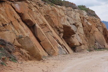muro di granito della isola di Caprera
