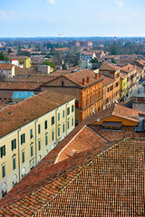 the historic center seen from the Este castle- February Ferrara Italy