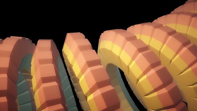 snake worm spine like 3d native striped gears rotating mechanism seamless loop abstract animation background new quality colorful cool nice beautiful video footage