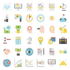 Investment and business analyze, flat design icon set