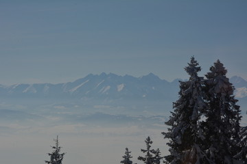 Mountain  Tatry view from Gorce in winter