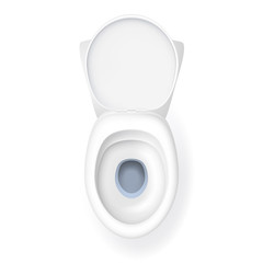 Realistic Detailed 3d White Ceramic Toilet Bowl Top View. Vector