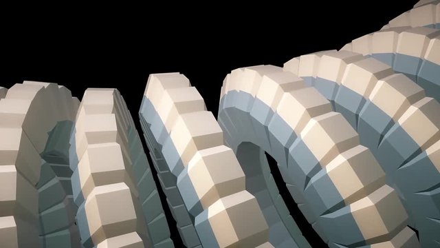 snake worm spine like 3d native striped gears rotating mechanism seamless loop abstract animation background new quality colorful cool nice beautiful video footage