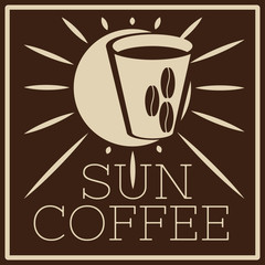 Fototapeta na wymiar logo of cafe with sun and glass
