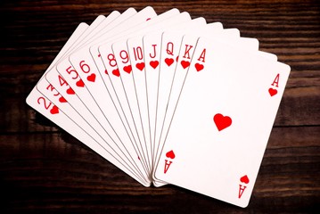 Plaing cards on wood