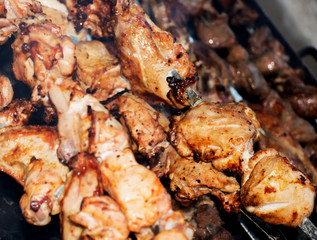 Shish kebab from chicken meat