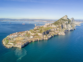 Famous Gibraltar rock on overseas british territory, Iberian Peninsula - obrazy, fototapety, plakaty