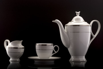 coffee set on black background