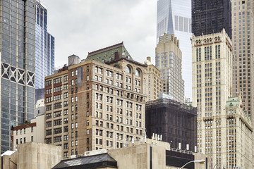 Widok starych i nowożytnych Manhattan budynków, Miasto Nowy Jork, usa. - 195212742