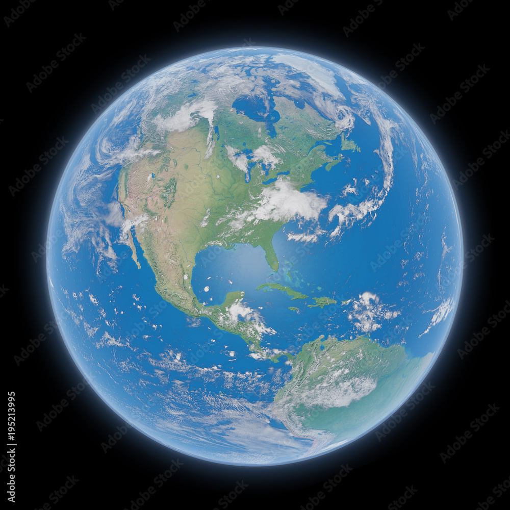 Sticker view of blue planet earth in space 3d rendering elements of this image furnished by nasa