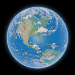 View of blue planet Earth in space 3D rendering elements of this image furnished by NASA