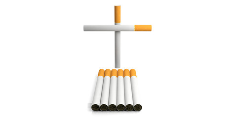 Smoking kills concept. Cigarettes isolated on white background. 3d illustration