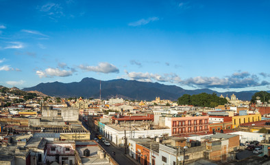 Fototapeta na wymiar Oaxaca, Mexico, South America: City views from a roof, panorama, landscape, aerial