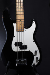 Obraz na płótnie Canvas Bass electric Black and white on a black background