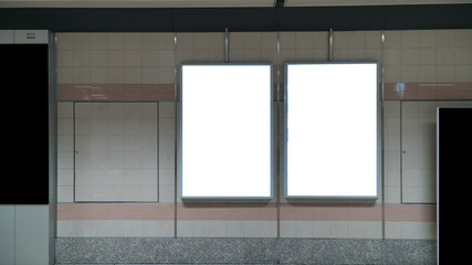 Blank LED promotion banner display on the wall indoor,advertising information for announcement message successful marketing,white screen mock up template