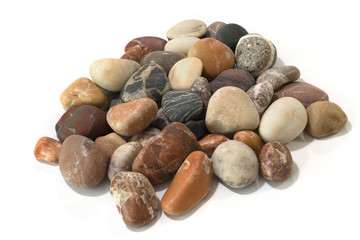 Sea stones, in studio, isolated on white background.