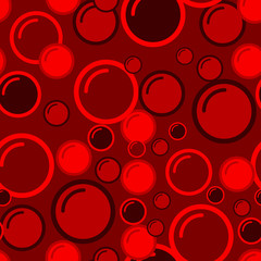 Bubbles red seamless pattern. Water bubbles pattern. Soap vector background. Cleaning or bodycare