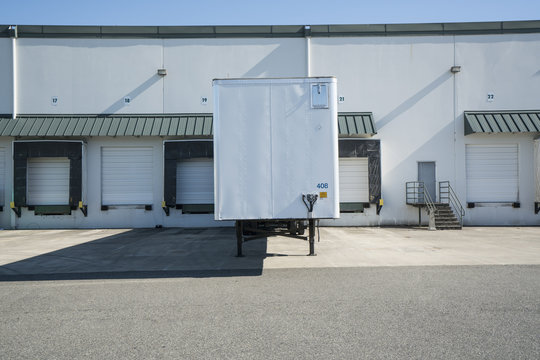 Truck trailer at a loading dock