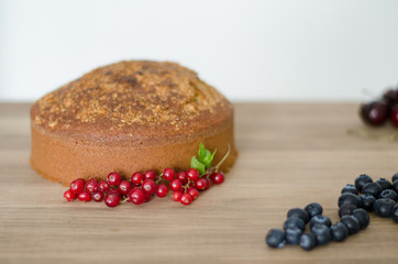 Fototapeta na wymiar Homemade cake with red berries.