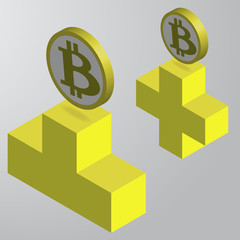 Bitcoin icon grey and yellow vector illustration