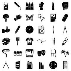 Paint material icons set, simple style
