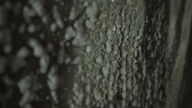 Close up of salt on the salt mine walls
