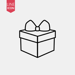 Gift Box thin line icon on white background. Vector illustration.