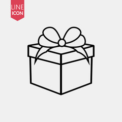 Gift Box thin line icon on white background. Vector illustration.