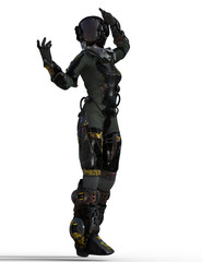 Sexy Female Science Fiction Character in Space Suit  3D Rendering